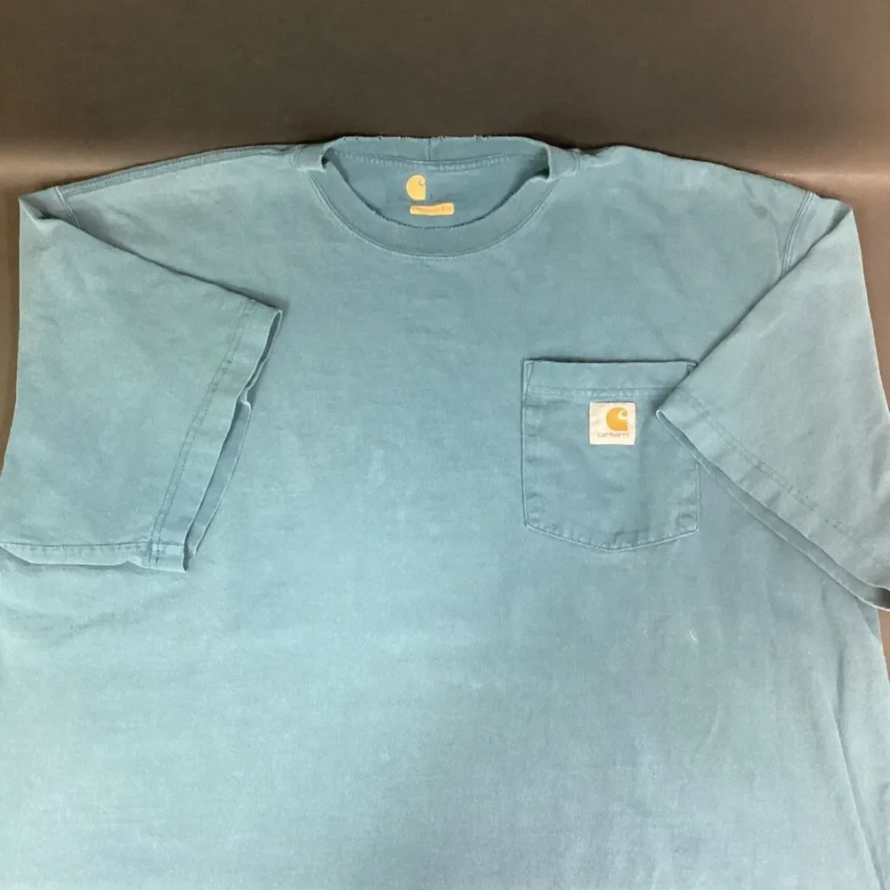 Carhartt Relaxed Fit Short-Sleeve Shirt Men Sz Large Blue & Tan Lot *Distressed* - Picture 2 of 16